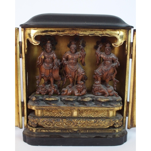 80 - A Japanese black lacquered two-door table shrine