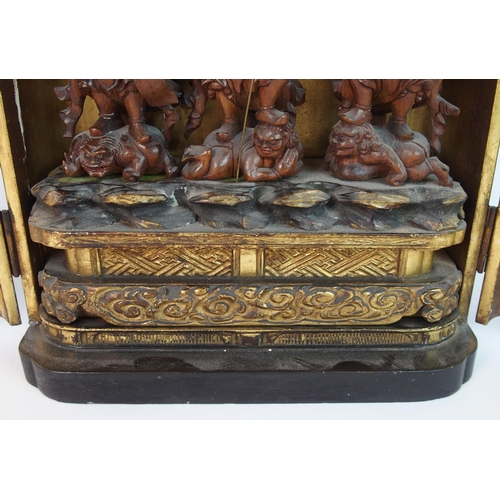 80 - A Japanese black lacquered two-door table shrine