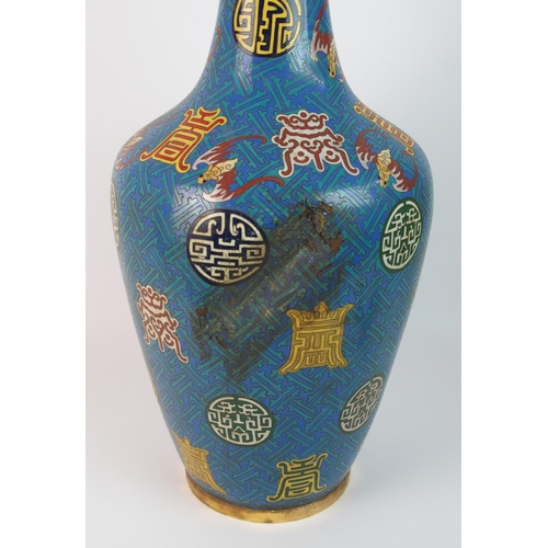 86 - A Chinese cloisonne baluster vase