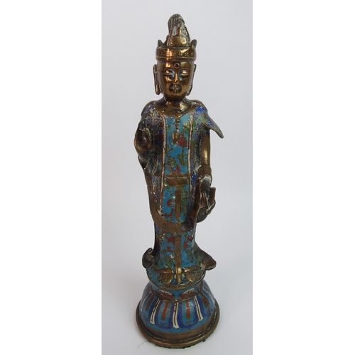 89 - A Chinese cloisonne and brass model of a Buddhistic figure