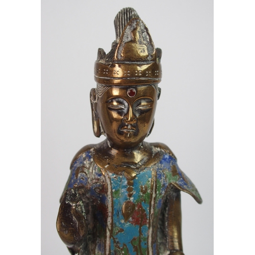 89 - A Chinese cloisonne and brass model of a Buddhistic figure