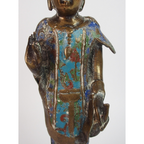 89 - A Chinese cloisonne and brass model of a Buddhistic figure