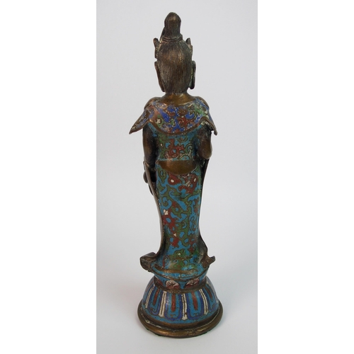 89 - A Chinese cloisonne and brass model of a Buddhistic figure