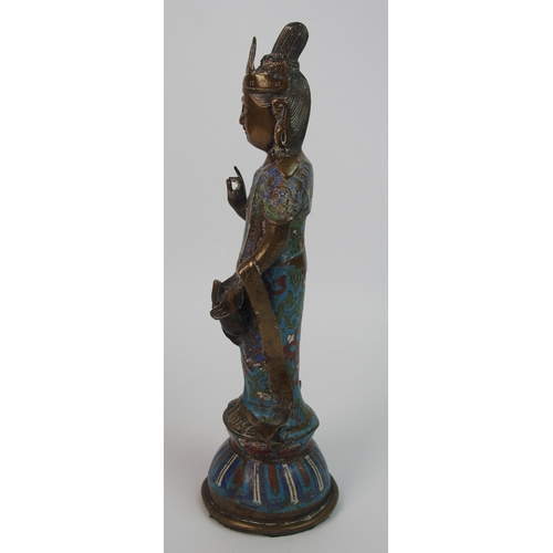 89 - A Chinese cloisonne and brass model of a Buddhistic figure