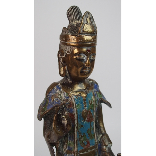 89 - A Chinese cloisonne and brass model of a Buddhistic figure