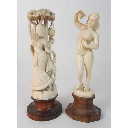 90 - An Anglo-Indian ivory carving of a naked woman