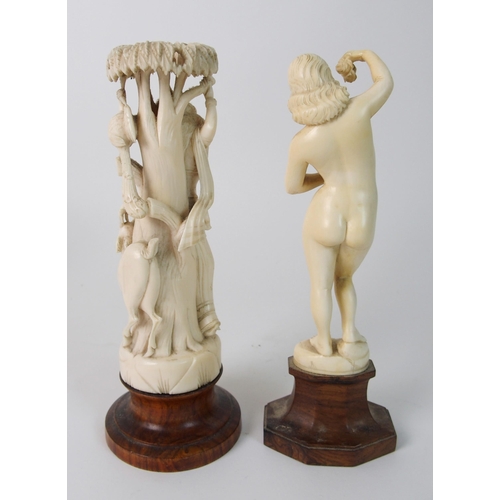 90 - An Anglo-Indian ivory carving of a naked woman