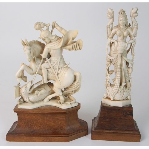 90 - An Anglo-Indian ivory carving of a naked woman