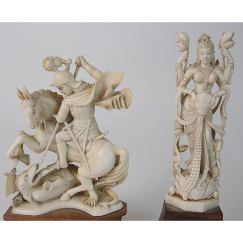 90 - An Anglo-Indian ivory carving of a naked woman