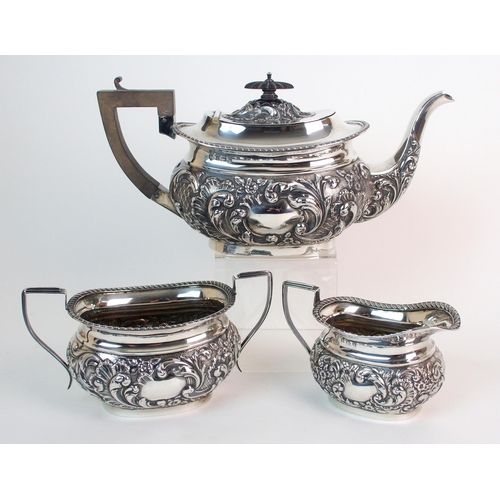 151 - A three piece silver tea service