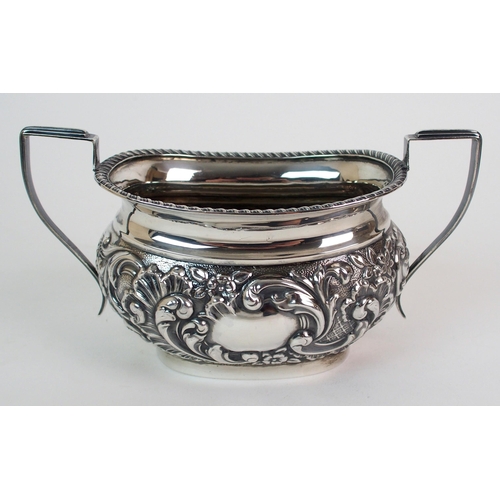 151 - A three piece silver tea service