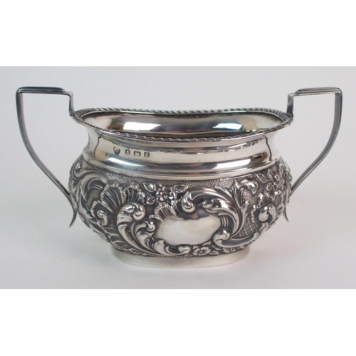 151 - A three piece silver tea service