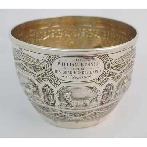 157 - A silver christening bowl