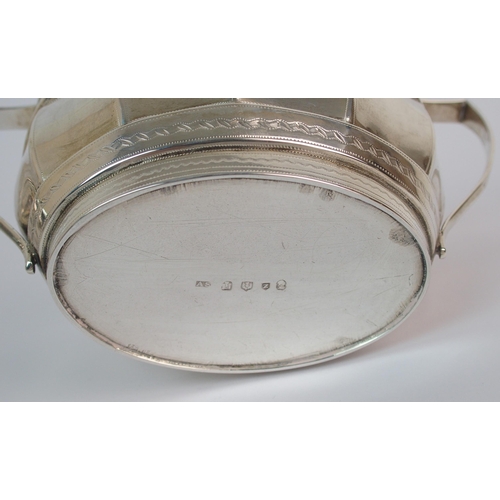 162 - A three piece silver tea service with teapot stand