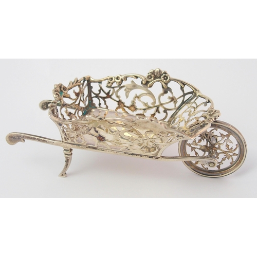 177 - A silver model wheelbarrow