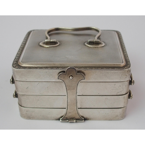 180 - A Continental silver travel jewellery box (marked 935)