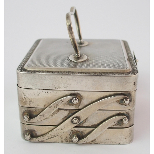 180 - A Continental silver travel jewellery box (marked 935)