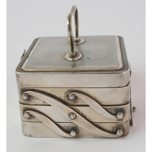 180 - A Continental silver travel jewellery box (marked 935)