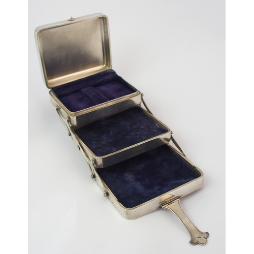 180 - A Continental silver travel jewellery box (marked 935)