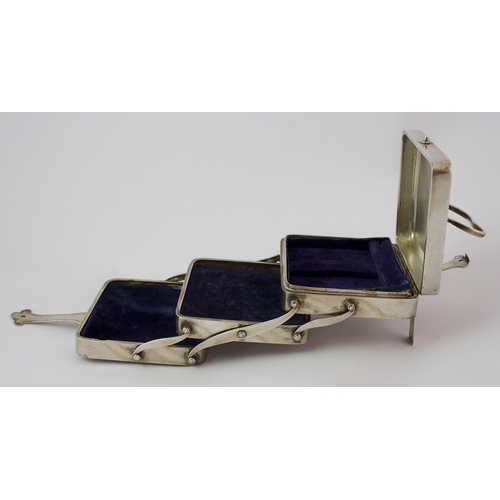 180 - A Continental silver travel jewellery box (marked 935)