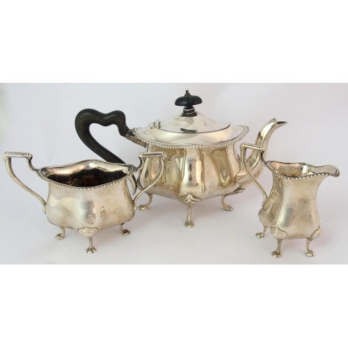 184 - A three piece silver tea service