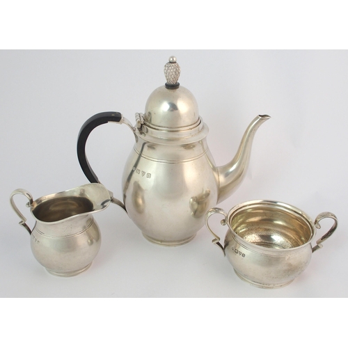 186 - A three piece silver tea service