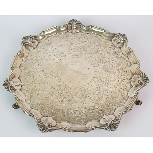 190 - A silver presentation salver