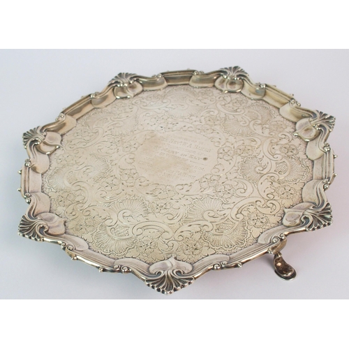 190 - A silver presentation salver