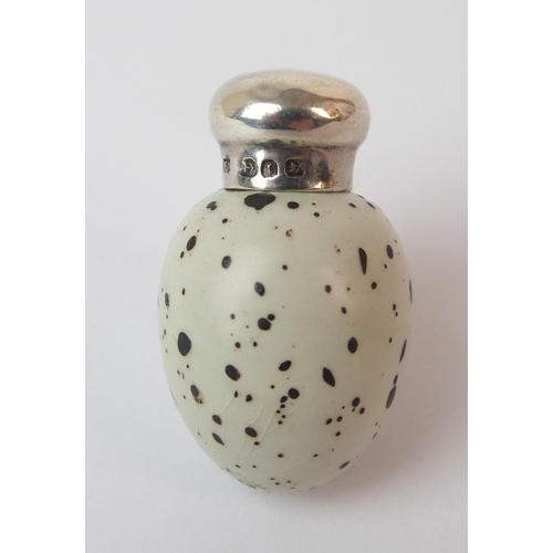 195 - A Victorian silver topped porcelain 'Birds Egg' scent bottle