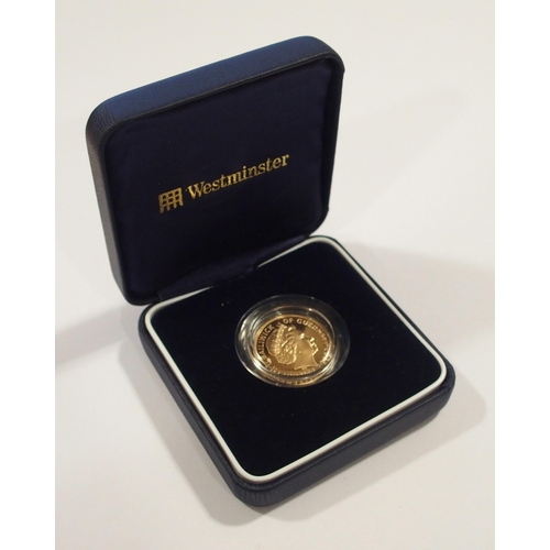 214 - 2002 Guernsey �25 gold proof coin