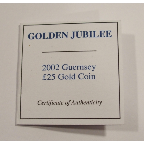 214 - 2002 Guernsey �25 gold proof coin