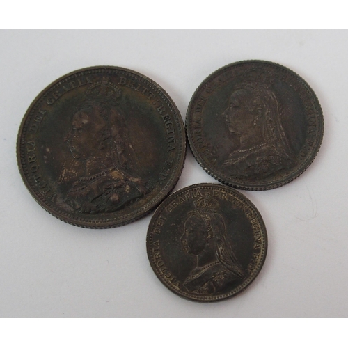 218 - An 1887 Queen Victoria specimen set Crown to 3d