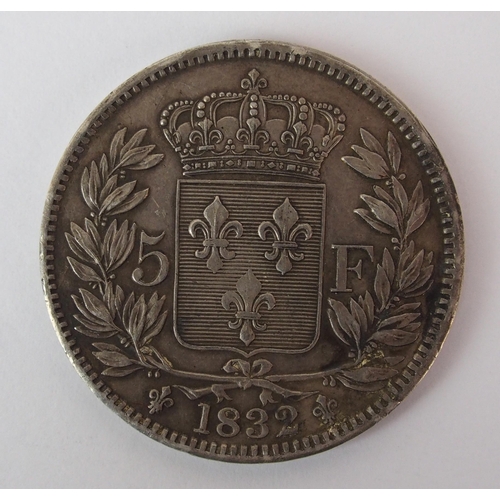 239 - France 1832 Henri V pattern silver five francs