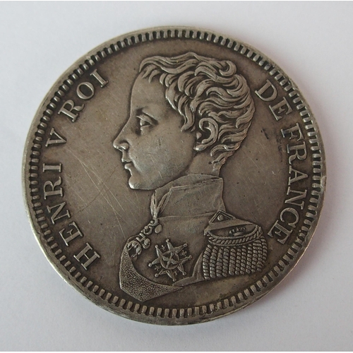 239 - France 1832 Henri V pattern silver five francs