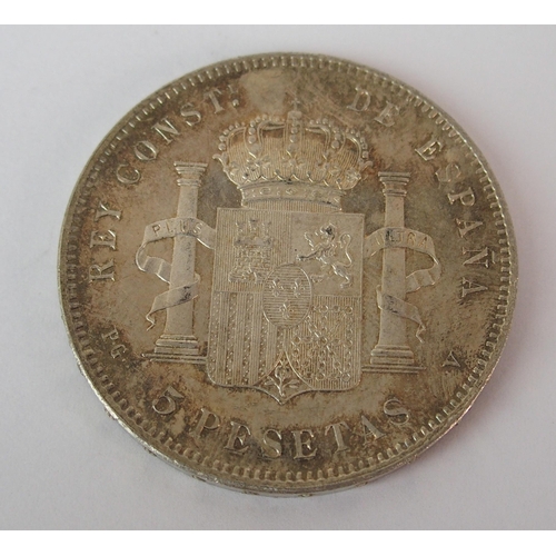 240 - Spain 1896 Alphonso XIII five pesetas