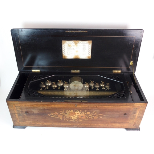 290 - A Victorian rosewood cylinder music box