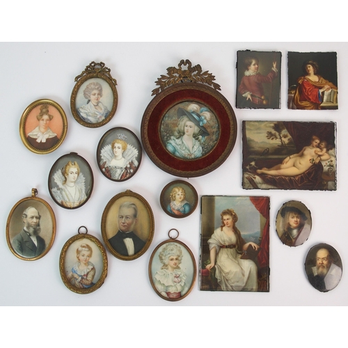 292 - A collection of sixteen portrait miniatures