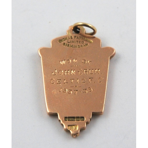 322 - A 9ct gold and enamel 1937-38 Glasgow Charity Cup Winners medal