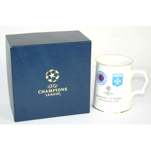 329 - A porcelain Rangers v. Auxerre Champions League Tankard