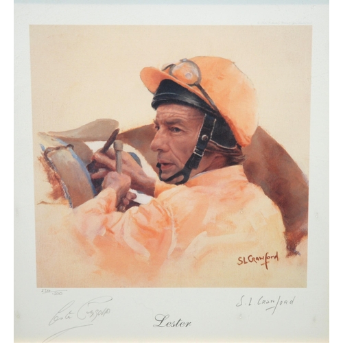 366 - A signed Susan Crawford limited edition print of Lester Piggott