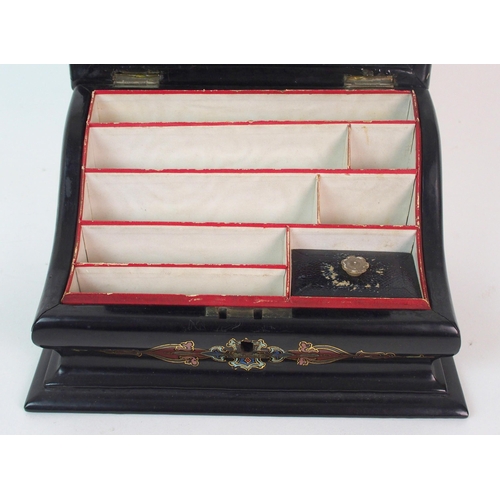 405 - A group of Victorian black lacquered mother of pearl and metal inlaid boxes