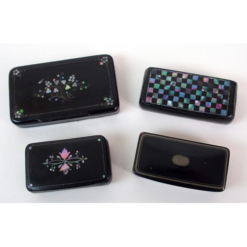 405 - A group of Victorian black lacquered mother of pearl and metal inlaid boxes