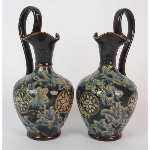 418 - A pair of Doulton Lambeth vases by Clara S Barker