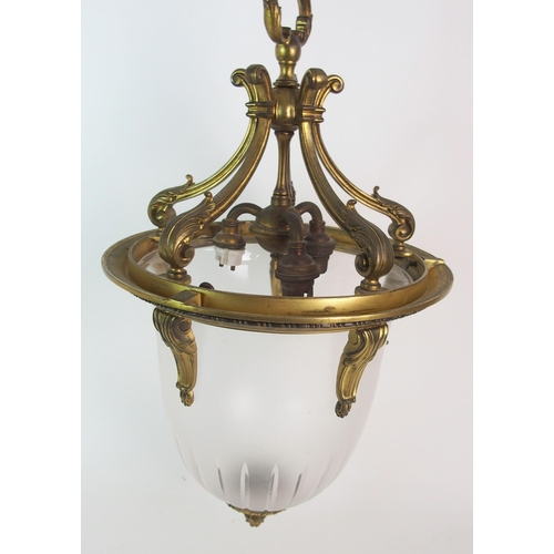 430 - An Edwardian gilt bronze hall lantern