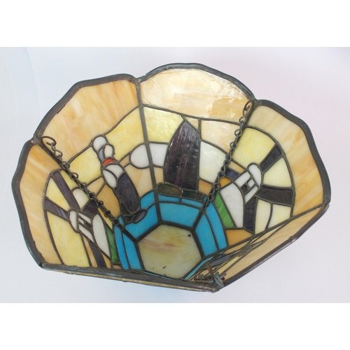 431 - An Art Deco hexagonal stained and leaded glass light shade