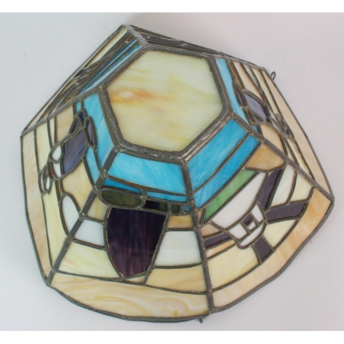 431 - An Art Deco hexagonal stained and leaded glass light shade