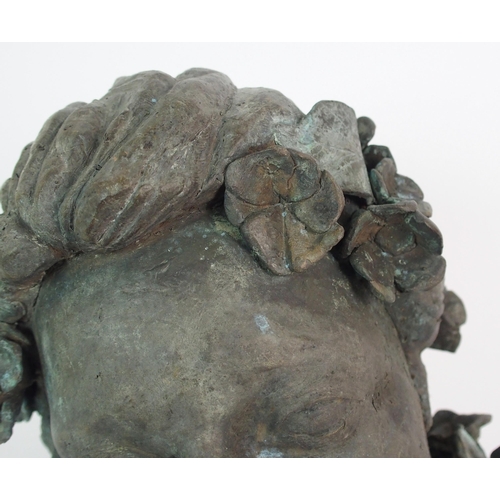 437 - Edgar 'Floral head' bronze sculpture