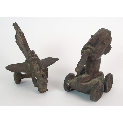 438 - Two modern art cast bronze sculptures