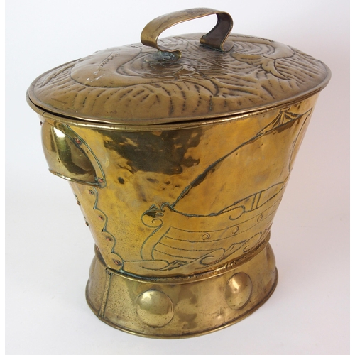 440 - An Arts and Crafts Glasgow style brass coal scuttle