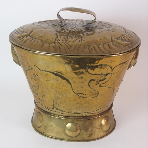 440 - An Arts and Crafts Glasgow style brass coal scuttle